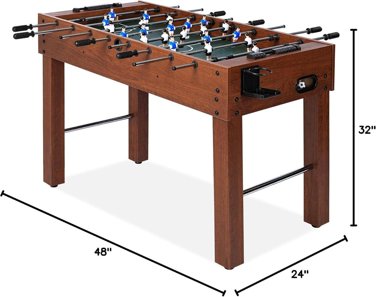 Foosball Table, Competition-Sized 48In and 55In Game Table for Home & Game Room – Includes 2 Balls & 2 Cup Holders – Classic Indoor Soccer Game