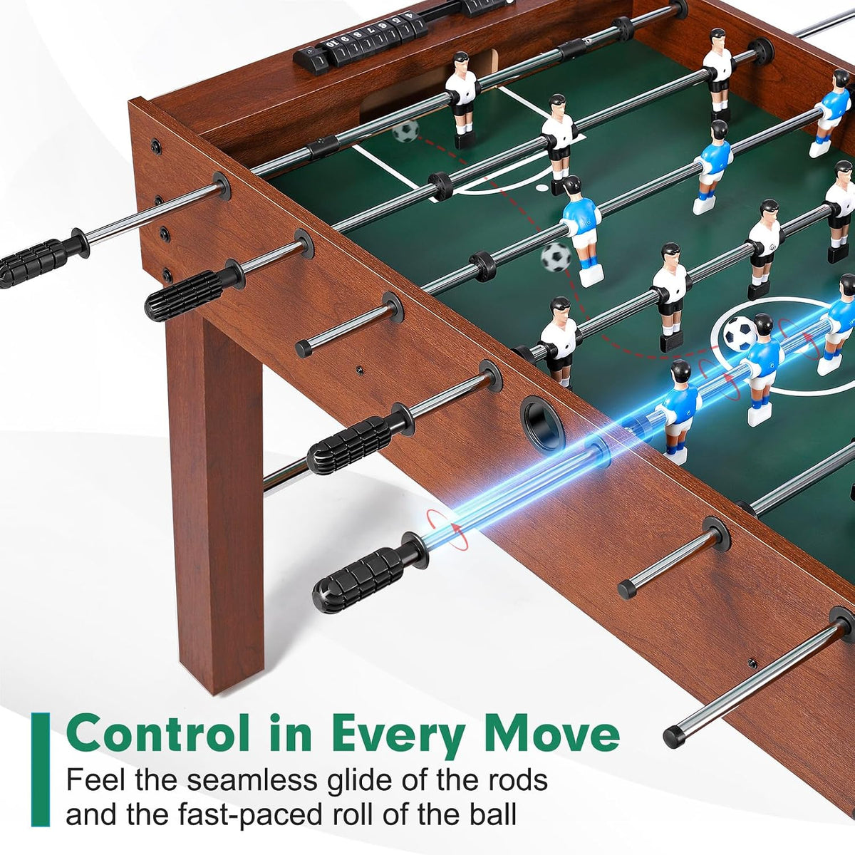 Foosball Table, Competition-Sized 48In and 55In Game Table for Home & Game Room – Includes 2 Balls & 2 Cup Holders – Classic Indoor Soccer Game