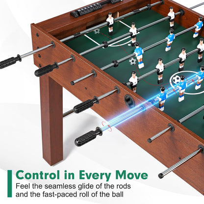 Foosball Table, Competition-Sized 48In and 55In Game Table for Home & Game Room – Includes 2 Balls & 2 Cup Holders – Classic Indoor Soccer Game