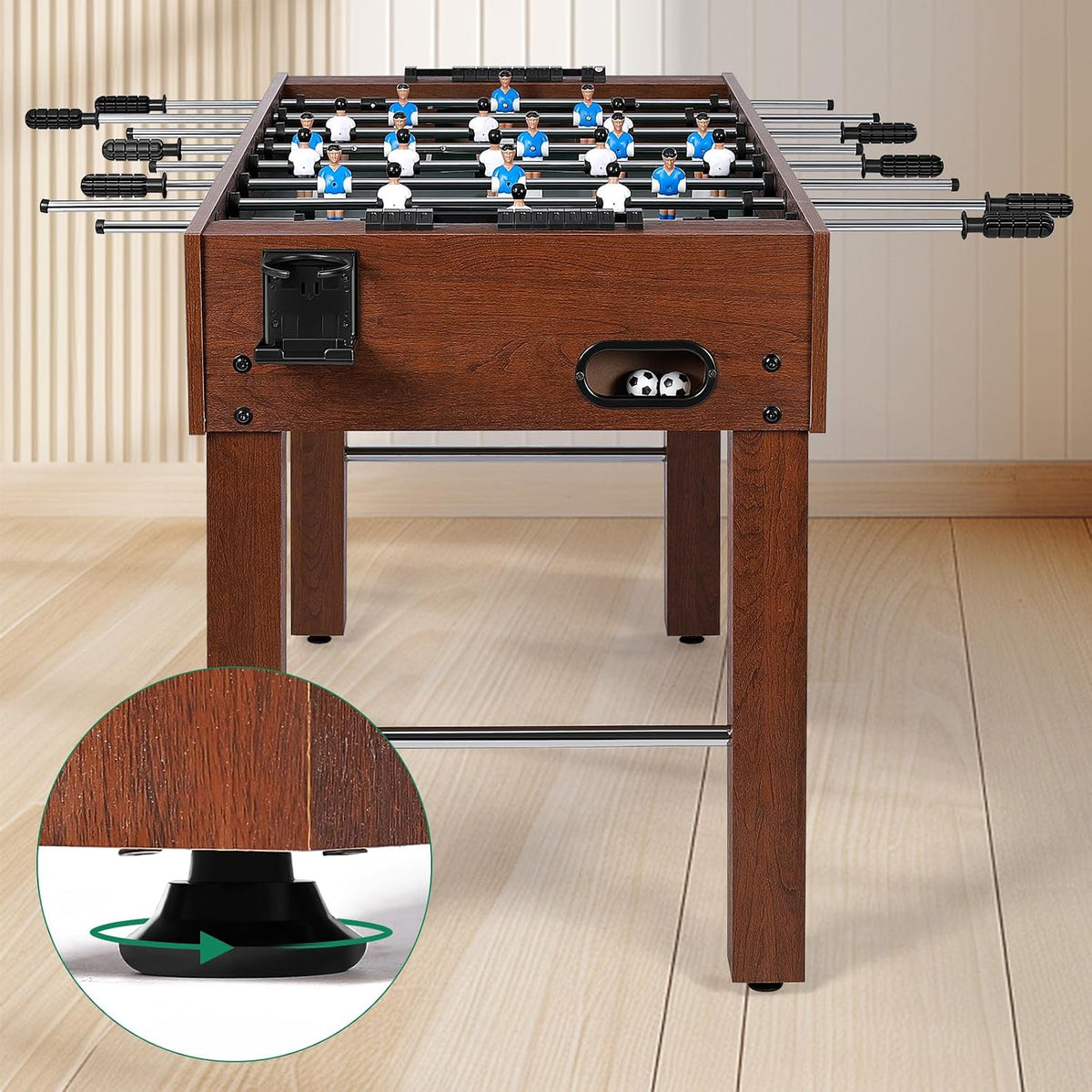 Foosball Table, Competition-Sized 48In and 55In Game Table for Home & Game Room – Includes 2 Balls & 2 Cup Holders – Classic Indoor Soccer Game