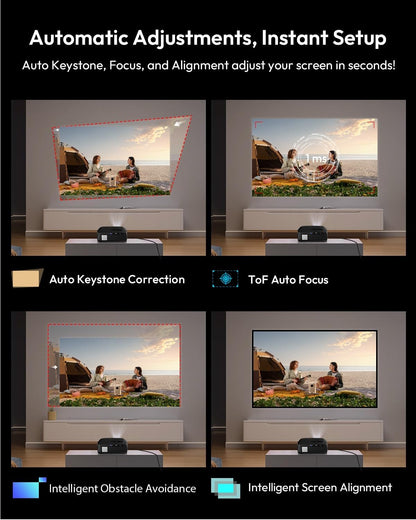 Daytime 4K Projector with Google TV, 2300 ANSI Lumens, HDR10, 38W Dolby Audio, Bright Picture for Home Theater & Outdoor Movie Night, Tof Autofocus, Nfc/Voice Control, HDMI ARC, Wifi 6 Bluetooth